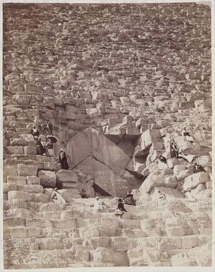 J. Pascal Sébah, Turkish, active ca. 1823-1886, North Face of the Great Pyramid at Giza, 19th century, albumen print, Image: 10 5/16 × 8 1/8 inches (26.2 × 20.6 cm)