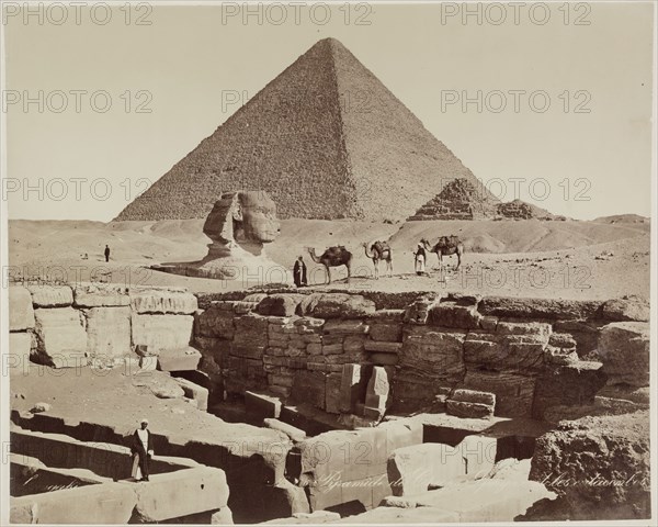 Zangaki, Greek, active 1860-1889, Pyramid of Cheops, the Sphinx and the Catacombs at Giza, 19th century, albumen print