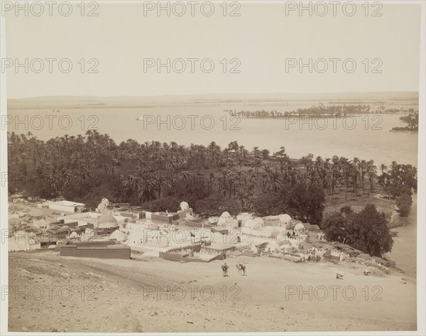 Anonymous Artist, Asyut at the Time of the Annual Inundation of the Nile, 19th century, albumen print, Image: 8 1/4 × 10 3/8 inches (21 × 26.4 cm)