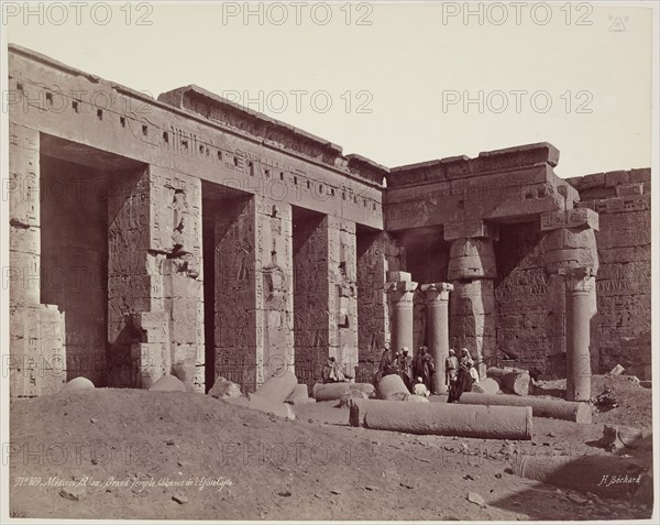 Henri Béchard, French, 1869-1889, Madinet Habu, Second Court of the Mortuary Temple of Ramesses III. Luxor, West, late 19th century, albumen print, Image: 8 1/2 × 10 3/4 inches (21.6 × 27.3 cm)
