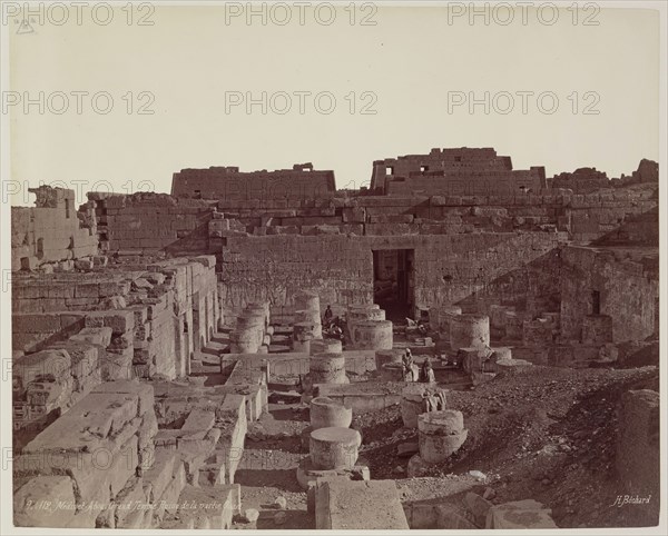 Henri Béchard, French, 1869-1889, Madinet Habu, Hypostyle Hall of Mortuary Temple of of Ramesses III. Luxor, We, late 19th century, albumen print, Image: 8 1/2 × 10 3/4 inches (21.6 × 27.3 cm)