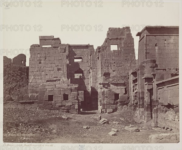 Henri Béchard, French, 1869-1889, Madinet Habu, Exterior of the Entrance Gate of Mortuary Temple of Ramesses III, late 19th century, albumen print, Image: 8 1/2 × 10 3/4 inches (21.6 × 27.3 cm)