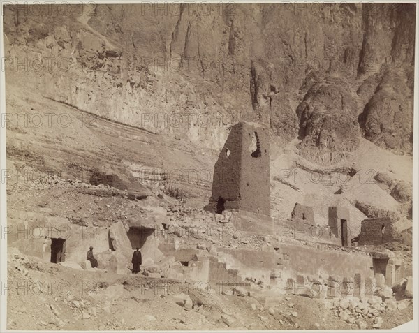 Anonymous Artist, Deir el Bahri, Mortuary Temple of Queen Hatshepsut. Luxor, West Bank (Thebes), 19th century, albumen print, Image: 8 5/16 × 10 1/4 inches (21.1 × 26 cm)