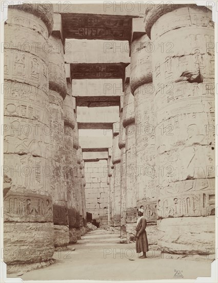 Zangaki, Greek, active 1860-1889, Hypostyle Hall, Temple of Karnak. Luxor, East Bank, 19th century, albumen print, Image: 10 7/8 × 8 3/8 inches (27.6 × 21.3 cm)