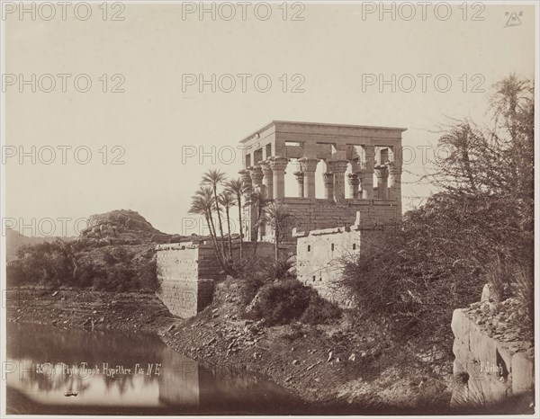 J. Pascal Sébah, Turkish, active ca. 1823-1886, Kiosk of Trajan (Pharoah's Bed) on the Island of Philae, 19th century, albumen print, Image: 8 × 10 1/4 inches (20.3 × 26 cm)