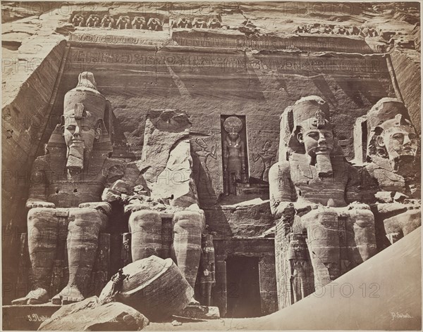 J. Pascal Sébah, Turkish, active ca. 1823-1886, Great Temple of Ramsses II at Abu Simbel, 19th century, albumen print, Image: 8 1/8 × 10 3/8 inches (20.6 × 26.4 cm)