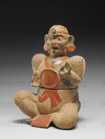 Maya, Precolumbian, Two Part Deity Vessel, between 300 and 600, ceramic with red slip, Overall: 10 × 7 × 6 1/8 inches (25.4 × 17.8 × 15.6 cm)