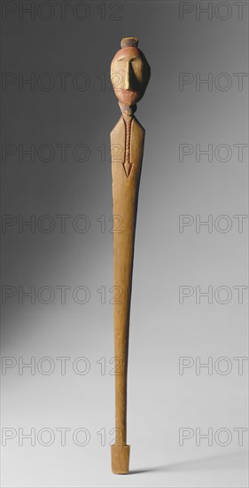 Yanktonai, Native American, Coup Stick, between 1860 and 1870, Wood, pyroengraved and painted, Overall: 2 7/8 × 33 1/2 inches (7.3 × 85.1 cm)
