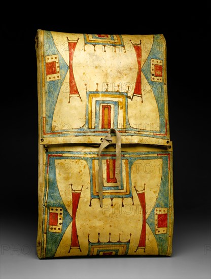Cheyenne, Native American, Parfleche, ca. 1875, painted rawhide, Overall: 26 7/8 × 15 5/8 × 4 3/4 inches (68.3 × 39.7 × 12.1 cm)