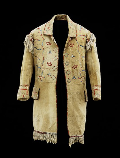 Eastern Sioux, Native American, Métis, Native American, Man's Coat, ca. 1850, buckskin, cloth, and porcupine quills, Overall: 42 × 33 inches (106.7 × 83.8 cm)