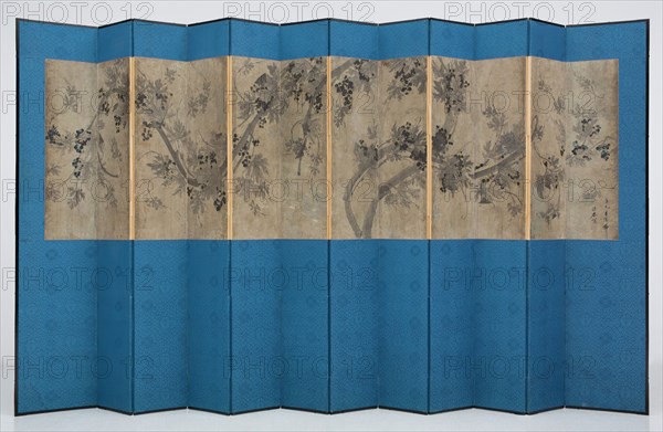 Choi Sokhwan, Korean, 1782 - ca.1850, Grapevine, 1821, Ink and watercolor on paper, Image: 31 3/4 × 117 5/8 inches (80.6 × 298.8 cm)