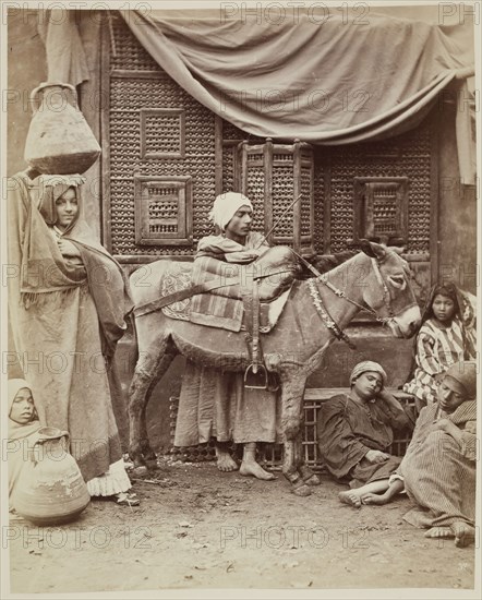 Anonymous Artist, Donkey Boys, 19th century, albumen print, Image: 10 × 8 inches (25.4 × 20.3 cm)