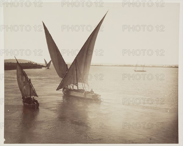 Anonymous Artist, Boats on the Nile, 19th century, albumen print, Image: 8 3/8 × 10 3/8 inches (21.3 × 26.4 cm)