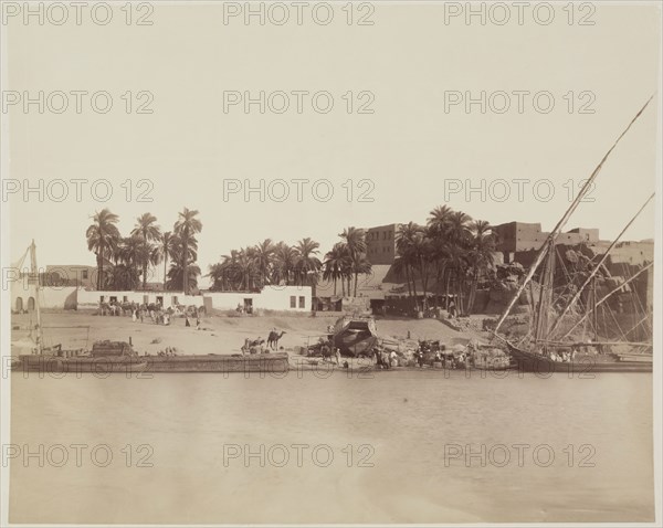 Anonymous Artist, Village on the Nile, 19th century, albumen print, Image: 8 3/8 × 10 3/8 inches (21.3 × 26.4 cm)