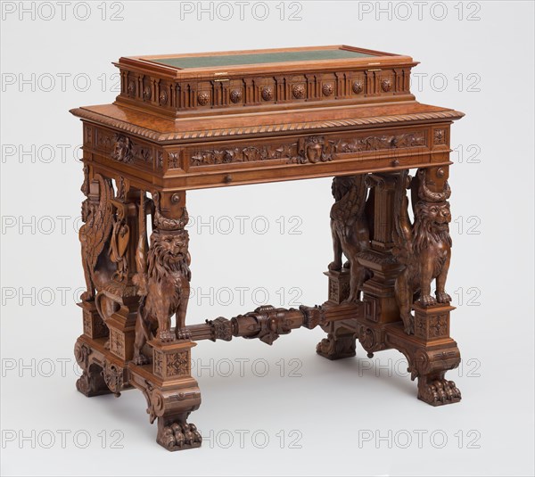 Gustave Herter, American, 1830-1898, Art Exhibition Stand, between 1860 and 1864, Walnut, Overall: 47 × 45 × 30 1/2 inches (119.4 × 114.3 × 77.5 cm)