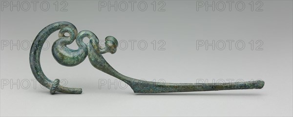 Italic, Pin, between 7th and early 6th century BCE, bronze, Overall: 4 × 7/16 × 1 9/16 inches (10.2 × 1.1 × 4 cm)