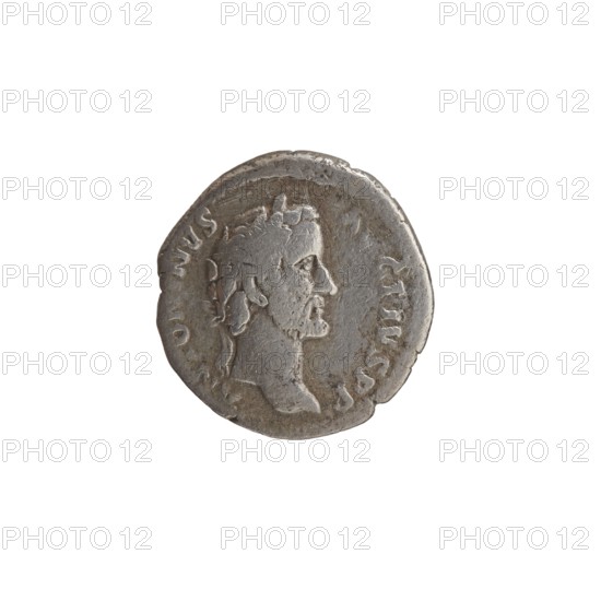 Denarius of Antoninus Pius 86–161; Roman emperor 138–161. Obverse: head of Antoninus Pius in a laurel wreath facing right, legend ANTONINVS · AVG · PIVS · PP. Reverse: two hands clasped together holding a winged caduceus and ears of corn, legend TR · P · COS · II. Iconography: caducei, hands joined on a caduceus and ears of corn; ears of corn as symbol of agreement. Rome, 139. Bronze/metal coin; diameter ~17–18 mm, weight 2.70 g, axis 165°.