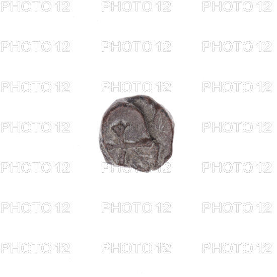 Fragment of a double-sided Drohiczyn seal. On one side, a cross with one arm ending in a triangle (ank cross). On the other side, the letter C. 11th–13th century. Poland, Drohiczyn. Seals: customs, town, customs chamber, official, guild; seals with a cross; seals with a letter.