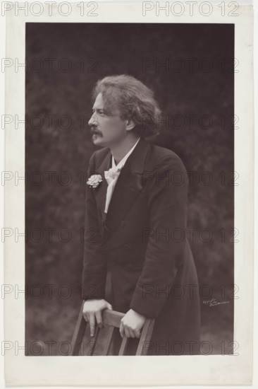 Portrait of Ignacy Jan Paderewski (1860–1941), Theodore C. Marceau (photographer, 1859–1922); subject: Ignacy Jan Paderewski; carnations (flowers); iconography: portraits of men; bequest; Polish, American; modernism (style); 1900; photography, photography from nature; photographic print: height 32.2 cm, width 20.3 cm; support: height 36.6 cm, width 24 cm.