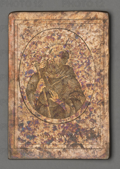 S. Franc. Sales. (Saint Francis de Sales). Czerski, Stanislaw (1777–1833), graphic artist. The image depicts Saint Francis de Sales. The composition is enclosed in an oval in a double linear frame, with a double rectangular linear frame along the edge of the plate. The engraving was made by Father Stanislaw Czerski in Salanty in Samogitia. As a parish priest, with the help of a young assistant he adopted, he devoted himself to engraving images of saints with Samogitian inscriptions: because he engraved these images for his parishioners, who, as inhabitants of Samogitia, did not know any other language. After his death the plates, press and tools were transferred to Vilnius. Date: 1822–1832. Medium: engraving (graphic plate/matrix). Dimensions: height 7.5 cm, width 5.2 cm. Subjects: Francis de Sales (1567–1622); saints; bishops; monks; crosieres; halos; devotional depiction.