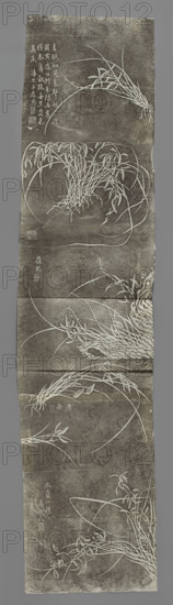 Plant motifs and inscriptions; graphic artist; plants, grass; Chinese art; early 20th century, China; graphic print; height 158.0 cm, width 35.0 cm