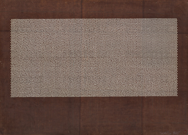Ise katagami dyeing stencil - fine, dense mesh with rhomboidal meshes, Ôsugi (author), geometric ornament, Ishimi (1936- ), komon (pattern), Showa (1926–1989), 1950, Japan, stencil, height 32.4 cm, width 45.4 cm