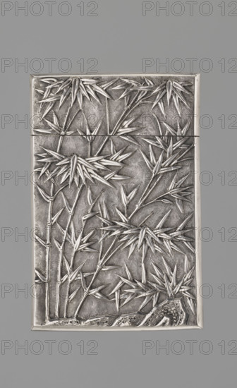 Business card case, goldsmith, Chinese art, Chinese, figurative scenes, Qing (1644–1911), bamboos, sages, monograms, early 20th century, China, varia, height 10.7 cm, width 7.0 cm
