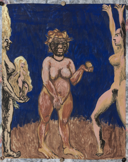 Tluja and Anna Csilag after Schulz; Sobczyk, Marek (1955– ), painter; artistic group Gruppa (1982–1992); unusual formats; belles-lettres; 1985–1987; Poland; drawing; height 230 cm, width 195.5 cm