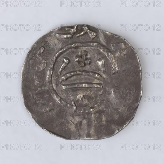 denarius, Mieszko II (King of Poland; 1025–1031; 1032–1034), medium (state of preservation). Within a continuous border a segment of a circle with side bows and a cross at the top. Rim inscription. Within a continuous border an isosceles cross with crossbars at the ends of the arms. One ball in each corner. On the rim on the extension of the arms. Date: 1013–1020. Poland, Poznan. Coin. Diameter 19.8–20.9 mm. Weight 1.97 g.