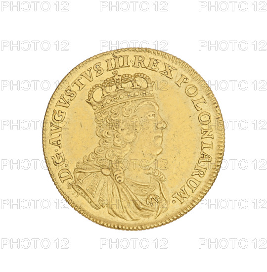 Crown ducat, Johan Georg Goedecke (mintmaster, 1750–1753). August III the Saxon (King of Poland, 1733–1763; Elector of Saxony, 1696–1763). Obverse: Crowned bust facing right, legend 'D GAUGUSTUS III. REX POLONIARUM.' Reverse: Under the crown a five-field shield with the Polish, Lithuanian, and Saxon coats of arms; at the bottom the letters 'IGG.' Inscription: 'SAC.ROM.IMP.ARCHIM. ET ELECT. 1752.' Date: 1752. Place: Leipzig, Poland. Coin (crown ducat), diameter 21 mm, weight 3.48 g.