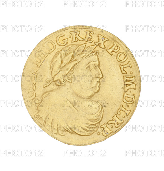 Crown ducat, Jan III Sobieski (King of Poland; reign 1674–1696). Obverse: bust in a laurel wreath, right profile, inscription IOAN III DG.REX POL.MDLRP. Reverse: five-field shield under a crown, Jelita coat of arms at the bottom, inscription MON NOVA AUR.-REG.POL.1683. Date: 1683. Material: coin, weight 3.47 g. Location: Bydgoszcz, Poland. Maker: Marcin Zamoyski (1637–1689).