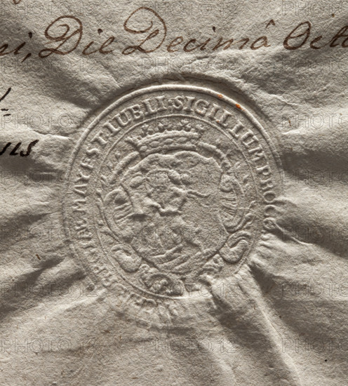 Oval imprint of the city of Lublin. In a baroque cartouche under a nobleman's crown, a goat climbing a tree. In the rim, an inscription: SIGILLUM PROCONSUL, SACRAE REGIAE MAYEST LUBLI., 1788. Poland; seal; dimensions 38.5 × 42 mm; maker: Zurakowski, Witold (?-1927).
