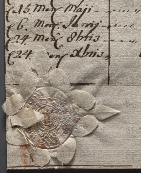 Oval seal impression of the town of Miejska Górka. In a decorative cartouche, the Korab coat of arms. On a pearl-shaped rim, the inscription: SIGILLUM, GORC, ., 1782. Poland, seal; dimensions 1: 33 mm, dimensions 2: 38.5 mm.