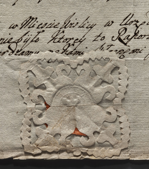 Oval seal impression of the town of Wislica. Tower with a gate and three battlements. Illegible inscription on the rim. 1779. Poland. Seal. Dimensions: 25 mm; 30 mm. WQXBCFS