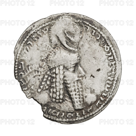 drachma, Ardashir I (ruler of Persia; 224–242), busts, crowns, altar, Persia, Sassanid Kingdom, fire altar, korymbos, Obv.: Bust of the king in a crown topped with a korymbos, Pahlavi legend. Rev.: Fire altar, Pahlavi legend. 224–241, Persia, Sassanid Kingdom (224–651), Ctesiphon (Mint C), coin, weight 3.90 g