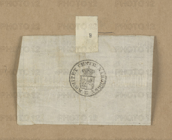 Nominal receipt No. 33170 issued in the name of Hube for the amount of 1,400 zloty on June 15, 1863. On the reverse, a round seal of the Central National Committee with a two-part shield under a crown. 1863, Kingdom of Poland (1815–1918). Security/receipt; dimensions 1.96 mm × 2.64 mm.