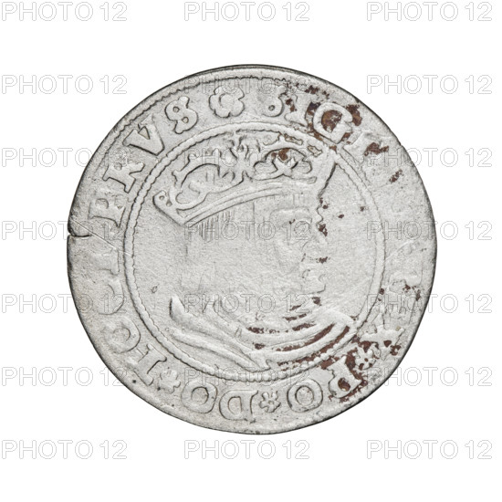 Prussian grosz, Sigismund I the Old (King of Poland; 1506–1548); 1529; Torun, Poland. Obverse: Crowned male bust in profile turned to the right, in the rim between pearl borders an inscription: .SIGI.EX.PO.DO.TOCI.PRVS. Reverse: The Eagle of Royal Prussia, in the rim between the pearl borders the inscription: ROSS.COMV.TE.PRVSS.15Z9. Subject/attributes: Polish coin; Jagiellonian dynasty; emblems; eagle (emblem); male/royal bust; iconography of Sigismund I the Old. Materials: coin (metal).