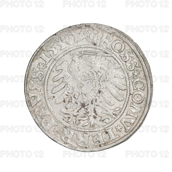 Prussian grosz, Sigismund I the Old (King of Poland; 1506–1548). Obverse: Crowned male bust in profile turned to the right, with rim inscription .SIGIS.I.REX.PO.DO.TOCI.PRVS. Reverse: The Eagle of Royal Prussia, with rim inscription .GROSS.COMV.TERR.PRVSS.1530. Dated 1530, Torun, Poland.