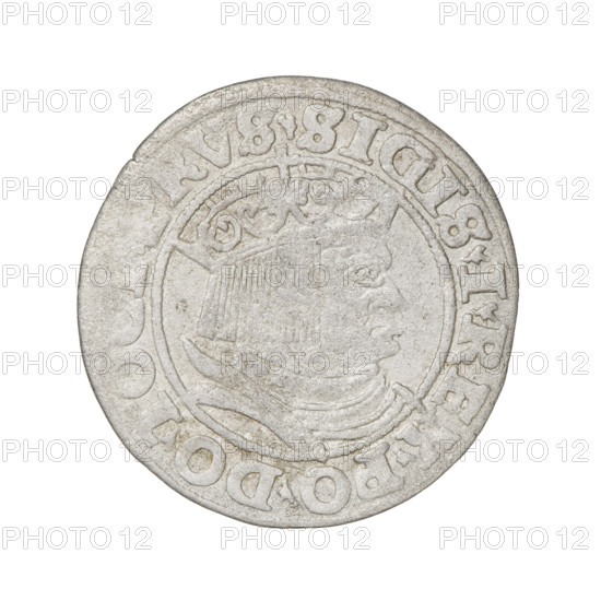 Prussian grosz, Sigismund I the Old (King of Poland; 1506–1548); silver coin (grosz), 1532, Torun, Poland. Obverse: crowned male bust in profile facing right, rim inscription: .SIGIS.I.REX.PO.DO.TO, VS Rw. Reverse: Eagle of Royal Prussia, rim inscription between pearl borders: .GROSS., ERR.PRVSS.153Z. Subjects/emblems: eagles, royal bust, male bust, emblems; dynasty: Jagiellonians; iconography: Sigismund I the Old.