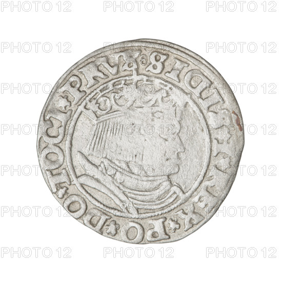 Prussian grosz, Sigismund I the Old (King of Poland; 1506–1548). Obverse: crowned male bust in profile turned to the right; in the rim between pearl borders an inscription: .SIGIS.I.REX.PO.DO.TOCI.PRVS. Reverse: the Eagle of Royal Prussia; in the rim between the pearl borders the inscription: .GROSS.CO,V.TERR.PRVSS.153Z. Dated 1532; Torun, Poland. Subjects/themes: eagles, Jagiellonian dynasty emblems, male/royal bust; iconography of Sigismund I. Materials/function: coin.