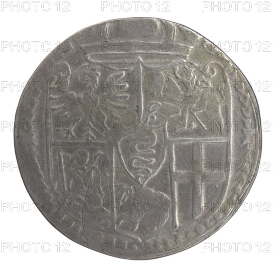 Lithuanian thaler (pólkopek) forgery, Sigismund II Augustus (King of Poland; 1544–1572), counterfeit creator unknown, Jagiellonian dynasty, forgeries, Polish coin. Obverse: under the crown, a tied monogram composed of the letters SA dividing the year 1.5.—6 4., below the value number .XXX. Reverse: under the prince's mitre, a six-field coat of arms. Inscription elements: SA monogram, royal monograms, coats of arms under the ducal mitre. Date: 1564/before 1879. Material: coin (counterfeit). Diameter: 41.0 mm / 42.1 mm. Weight: 31.25 g.