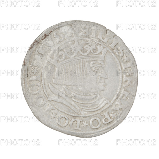 Prussian grosz, Sigismund I the Old (King of Poland; 1506–1548). Obverse: crowned male bust in profile facing right; rim between pearl borders inscribed '.SIGIS.I.REX.PO.DO.TOCI.' Reverse: The Eagle of Royal Prussia; rim between pearl borders inscribed '.GROSS.COMV.TERR.PR.' Date: 1532 (also marked '.153Z'). Material: coin. Place: Torun, Poland. Diameter: ~22.9–23.5 mm. Weight: 1.8 g. Iconography: eagles, royal/male bust, Jagiellonian dynasty emblems; inscription and royal bust of Sigismund I the Old (1467–1548).