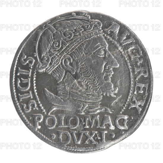 Lithuanian grosz on a Polish foot, Sigismund II Augustus (King of Poland; 1544–1572). Polish coin, Jagiellon dynasty. Obverse: Crowned male bust in armor turned right with inscription in a half-circle: SIGIS - AVG.REX; below, in two lines: .POLO.MAG./.DVX.L. Reverse: Lithuanian Pogon (coat of arms) turned left, below a crown dividing the date 15 - 47, a monogram of the letters SA and the Columns of Gediminas (coat of arms of Lithuania), with rim inscription: MONETA.MAGNI.DVCA.LITVA. Date: 1547. Place: Vilnius, Grand Duchy of Lithuania (Poland–Lithuania). Coin type: grosz; diameter ~22.5–22.6 mm; weight 1.75 g.