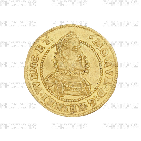 Obverse: bust of Henryk Waclaw right, in armour, in a ruff, in a pearl rim; the ruler's head is divided by the inscription '.MO.AVR.D:G.HEINEI.WENC.' Reverse: bust of Karol Fryderyk (Charles Frederick) left, in armor, in a carthusian coat of arms, on the left and right of the head the date 1619; the ruler's head is divided by the inscription 'CAR.FRI.DV.SI.MONS.ET.OLS.CO:GLA.' Coin (ducat), 1619; Silesia, Duchy of Olesnica; diameter 22.6 mm, weight 3.46 g.