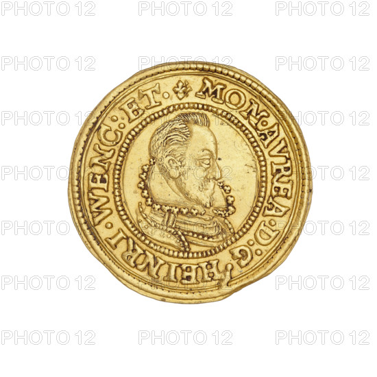 Ducat, 1621. Obverse: bust of Henryk Waclaw right, in armour, with a ruff and pearl rim; rosette divided by rim inscription: .MON.AVREA.D:G.HEINRI.WENC. Reverse: bust of Charles Frederick left, in armor, with a Carthusian coat of arms; date 1621 on either side of head; rim inscription: CAR.FRI.FR.DV.SI.MONS.ET.OLS.CO:GLA. Silesia, Duchy of Olesnica (1313–1884). Silver coin (Silesian ducat), diameter 22–22.2 mm, weight 3.44 g.
