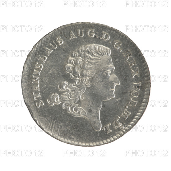 2 gold crown coins, Sylm, Frederick William (fl. 1765–1767); Stanislaw August Poniatowski (King of Poland; 1764–1795), portraiture and iconography; Polish crown coins; portraits of rulers; coats of arms including multi-field coats under a crown; orders, Order of the White Eagle. Obverse: Head of Stanislaw August, inscription around the rim 'STANISLAUS AUG. D. G. REX POL. M. D. L.' — beaded border. Reverse: Under a crown, in a wreath, a round five-field coat of arms with the coats of arms of Poland (Orzel), Lithuania (Pogon) and the Poniatowski coat of arms (Ciolek); around it a wreath with the Order of the White Eagle; on the sides the letters 'FS' and '8 GR'; inscription 'XL. EX. MARCA. - PURA. COL. 1766.' — beaded border; decorative edge. Date: 1766. Place: Warsaw, Polish–Lithuanian Commonwealth (1569–1795). Materials/function: gold coin. Dimensions: diameters 29.5 mm and 30.5 mm; weight 9.38 g.