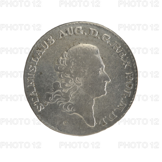 2 gold crown coins, obverse: head of Stanislaw August Poniatowski with inscription around the rim 'STANISLAUS AUG.DGREX POL.MDL' and pearl border; reverse: under a crown, in a wreath, a round five-field coat of arms with the coats of arms of Poland (Orzel), Lithuania (Pogon) and the Poniatowski coat of arms (Ciolek), around the wreath the Order of the White Eagle, flanked by letters 'F - S' and '8 - GR.', rim inscription 'XL.EX.MARCA. - PURA.COL:1766.', pearl border and decorative edge; mint marks 'Sylm, Frederick William (fl. 1765-1767)'; Leliwa (punctus). Date: 1766. Place: Warsaw, Polish–Lithuanian Commonwealth. Material: gold. Object type: crown coins. Dimensions: diameters 28.7 mm and 29.0 mm; weight 9.30 g.
