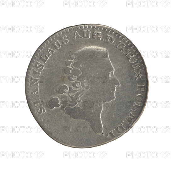 2 gold crown coins, Obverse: Head of Stanislaw August, inscription around the rim: STANISLAUS AUG.DGREX POL.MDL - pearl border. Reverse: Under a crown, in a wreath, a round five-field coat of arms with the coats of arms of Poland (Orzel), Lithuania (Pogon) and the Poniatowski coat of arms (Ciolek), around a wreath with the Order of the White Eagle, on the sides the letters F - S and 8. - GR., in the rim an inscription: XL.EX.MARCA.-PUR., L.1766. - pearl border; decorative edge. Maker: Sylm, Frederick William (fl. 1765-1767). Portrait/iconography: Stanislaw August Poniatowski (King of Poland; 1732–1798). Date: 1766. Place: Warsaw, Polish–Lithuanian Commonwealth (1569–1795). Medium: gold coin. Dimensions: diam. 28.8 mm and 29.7 mm; weight 9.03 g.