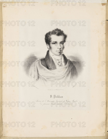 Portrait of Waclaw Pelikan; graphic artists SH and JI (fl. ca. 18..); lithographic workshop of Godefroy Engelmann (Paris, London; 1816–ca.1875), lithographic workshop and publisher; album of portraits; graphic print; subject: Waclaw Pelikan (1790–1893), male portrait, professor/rector/doctor/surgeon; decorations/inscriptions; iconography; dimensions: height 21.5 cm, width 22.3 cm.