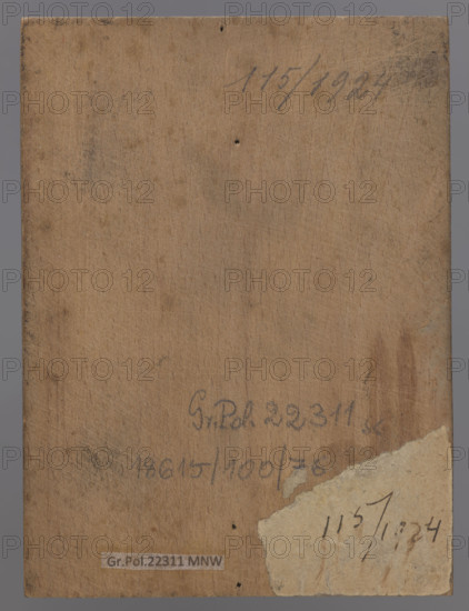 Portrait of Józef Pilsudski; 1924; graphic plate. Subject: Józef Pilsudski (1867–1935). Dimensions: height 12.8 cm, width 9.7 cm, thickness 2.1 cm. Graphic matrix: height 12.7 cm, width 9.6 cm, thickness 0.2 cm. Maker: Leon Wyczólkowski (1852–1936).